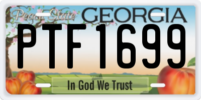 GA license plate PTF1699