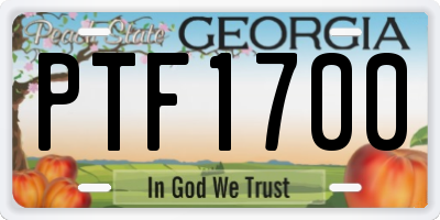 GA license plate PTF1700