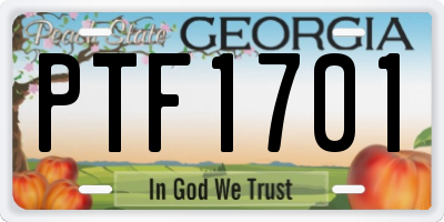 GA license plate PTF1701