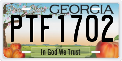 GA license plate PTF1702