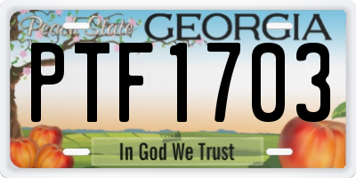 GA license plate PTF1703