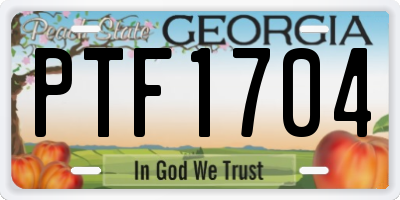 GA license plate PTF1704