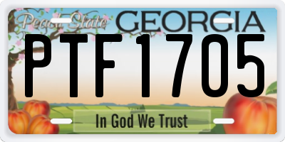 GA license plate PTF1705