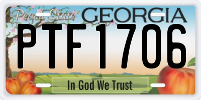GA license plate PTF1706