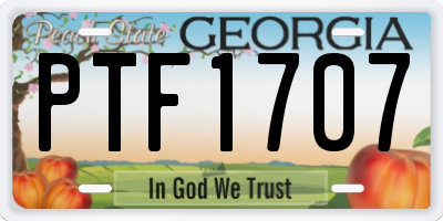 GA license plate PTF1707