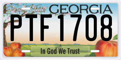 GA license plate PTF1708