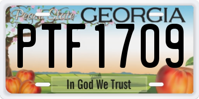 GA license plate PTF1709