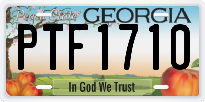 GA license plate PTF1710