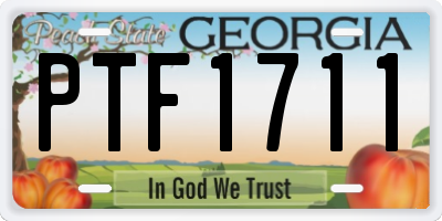 GA license plate PTF1711