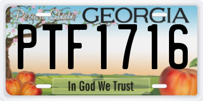 GA license plate PTF1716