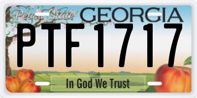 GA license plate PTF1717