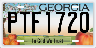GA license plate PTF1720