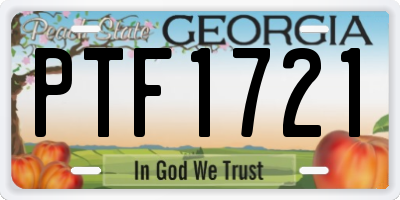 GA license plate PTF1721