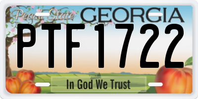 GA license plate PTF1722