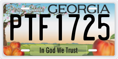 GA license plate PTF1725