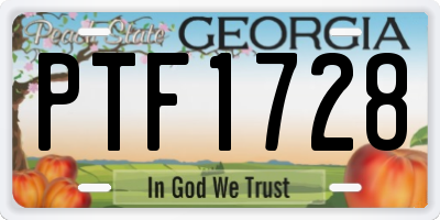 GA license plate PTF1728