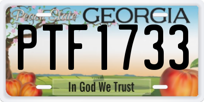 GA license plate PTF1733