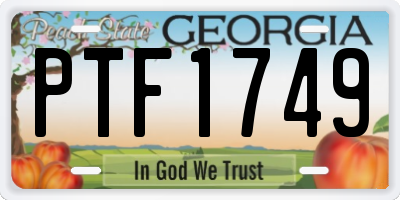 GA license plate PTF1749