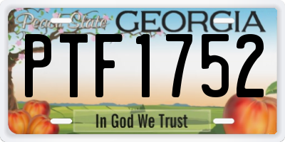 GA license plate PTF1752