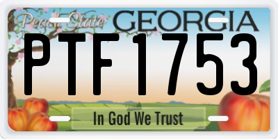 GA license plate PTF1753