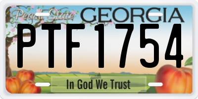 GA license plate PTF1754