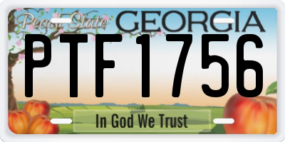 GA license plate PTF1756