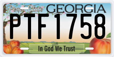GA license plate PTF1758