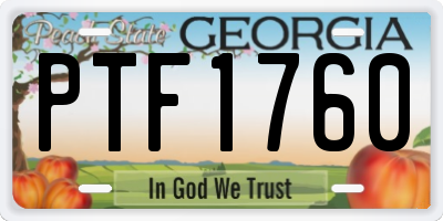 GA license plate PTF1760