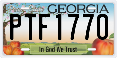 GA license plate PTF1770