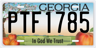 GA license plate PTF1785
