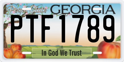 GA license plate PTF1789