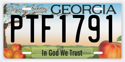 GA license plate PTF1791