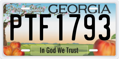 GA license plate PTF1793