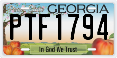 GA license plate PTF1794