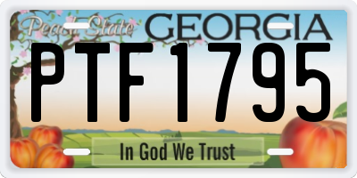 GA license plate PTF1795