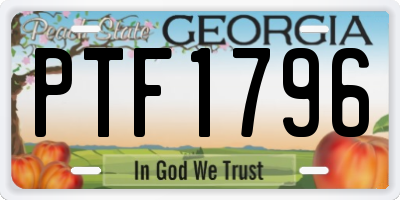 GA license plate PTF1796