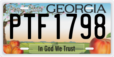 GA license plate PTF1798