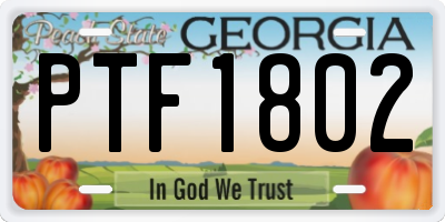 GA license plate PTF1802