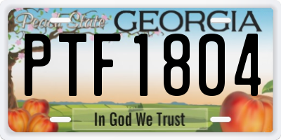 GA license plate PTF1804