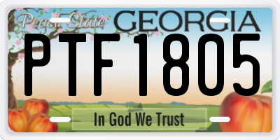 GA license plate PTF1805