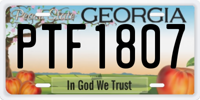 GA license plate PTF1807