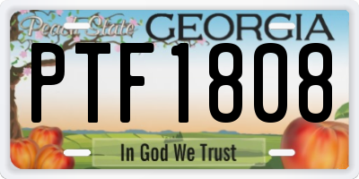 GA license plate PTF1808