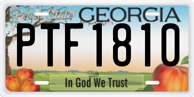 GA license plate PTF1810