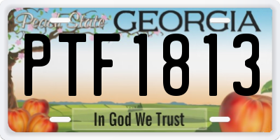 GA license plate PTF1813