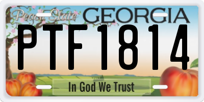 GA license plate PTF1814