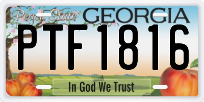 GA license plate PTF1816