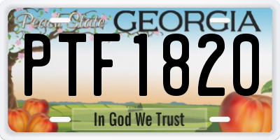 GA license plate PTF1820