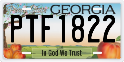GA license plate PTF1822