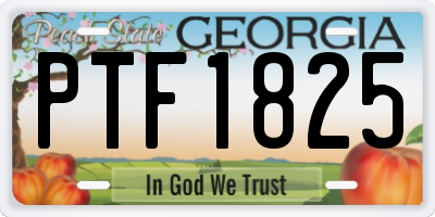 GA license plate PTF1825
