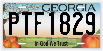 GA license plate PTF1829
